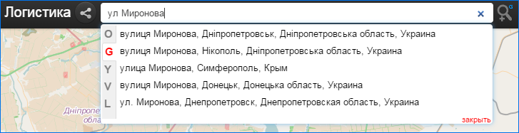 Поиск адреса точки